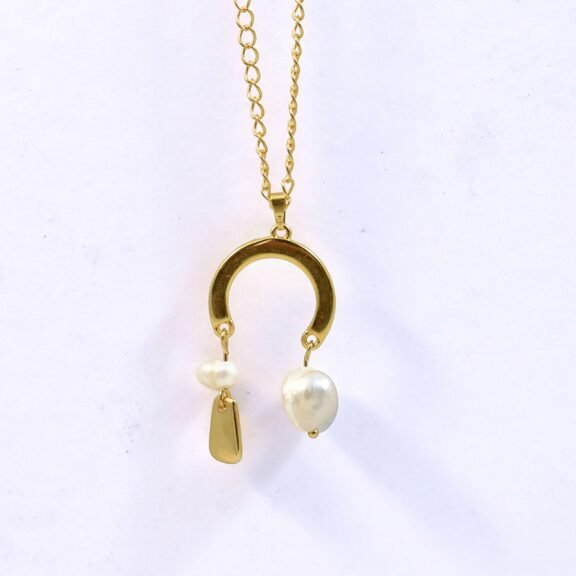 Χειροποίητο Κολιέ Gold and Water Pearls