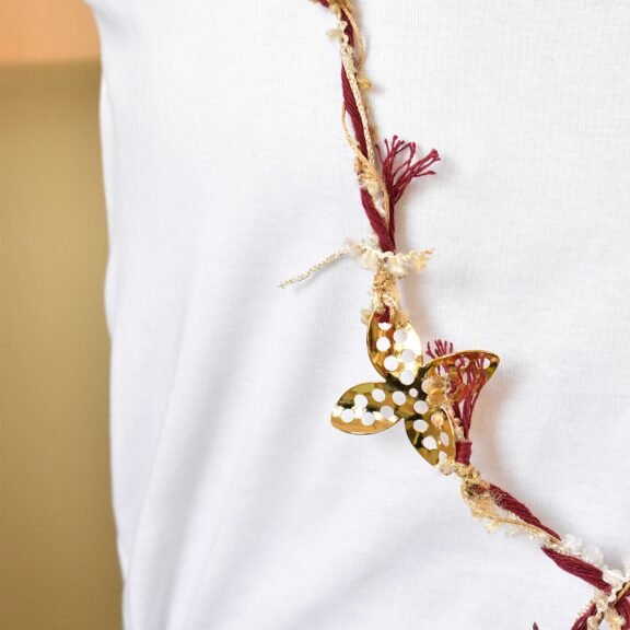 Χειροποίητο μακρύ κολιέ Gold Butterfly