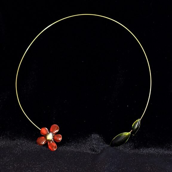 Χειροποήτο Κολιέ Fleur Rouge