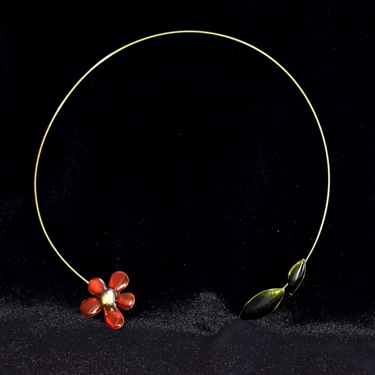 Χειροποήτο Κολιέ Fleur Rouge