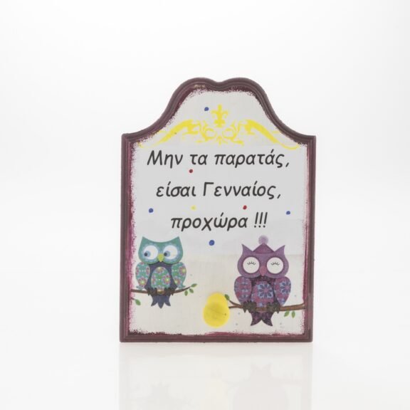 Ξύλινη μπορντώ κρεμάστρα με ζωγραφιστές κουκουβάγιες