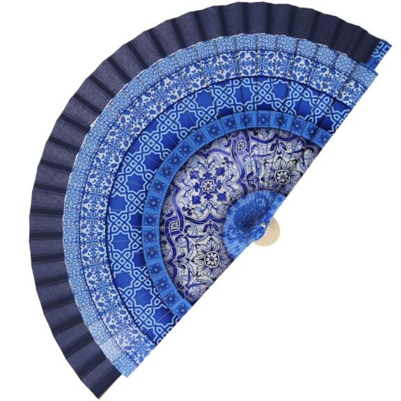 Ξύλινη Βεντάλια Blue Sea Mandala