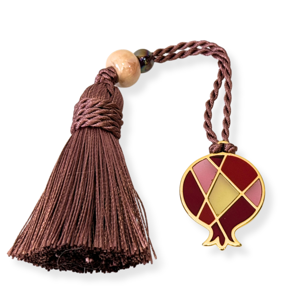 Κρεμαστό Επιχρυσωμένο Κόκκινο Βιτρώ Ρόδι