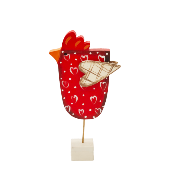 Διακοσμιτική Κότα με stand - Κόκκινη