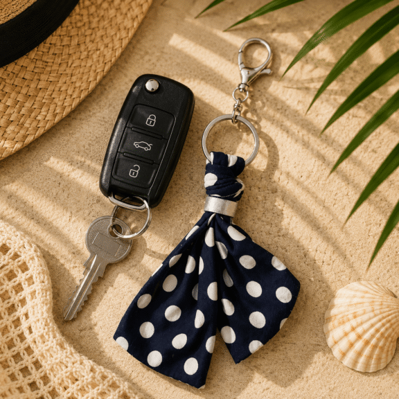 Υφασμάτινο Bag Charm Navy Dot