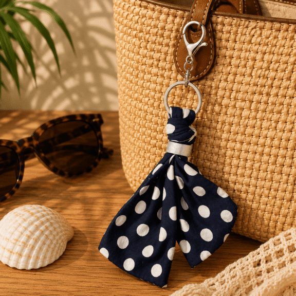 Υφασμάτινο Bag Charm Navy Dot