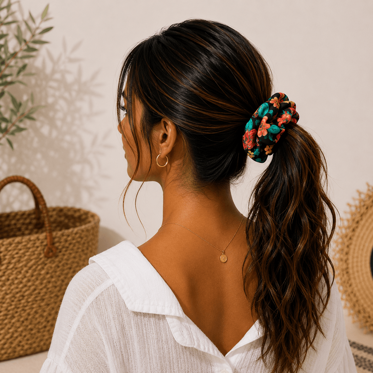 Υφασμάτινο Scrunchie Midnight Garden