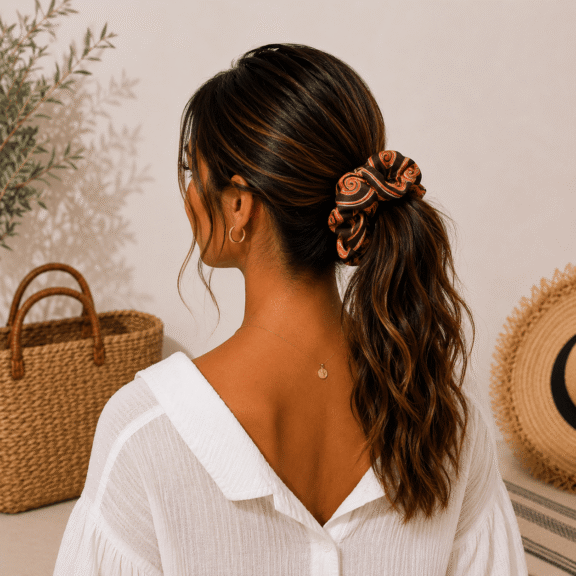 Υφασμάτινο Scrunchie Copper Paisley