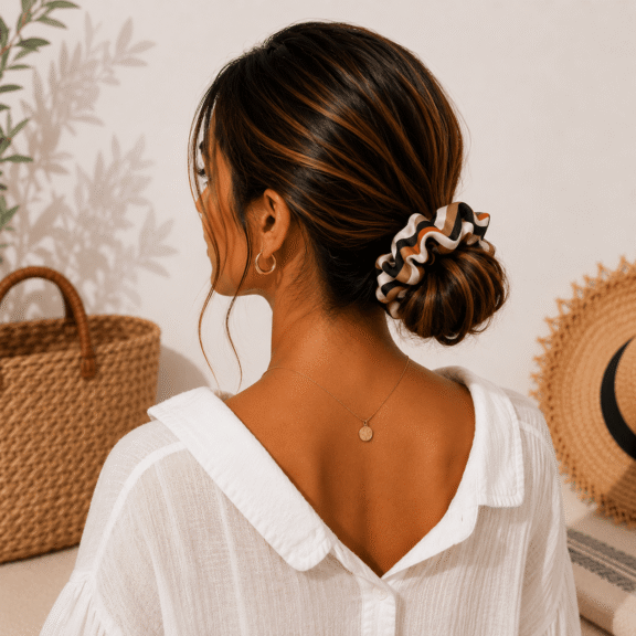 Υφασμάτινο Scrunchie Mocha Maze
