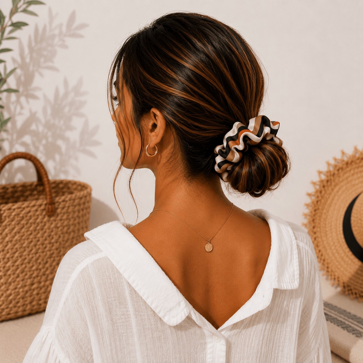 Υφασμάτινο Scrunchie Mocha Maze - Image 2