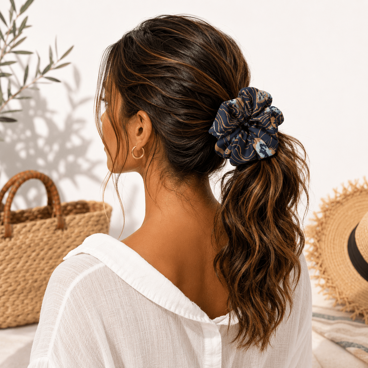 Υφασμάτινο Scrunchie Indigo Flow