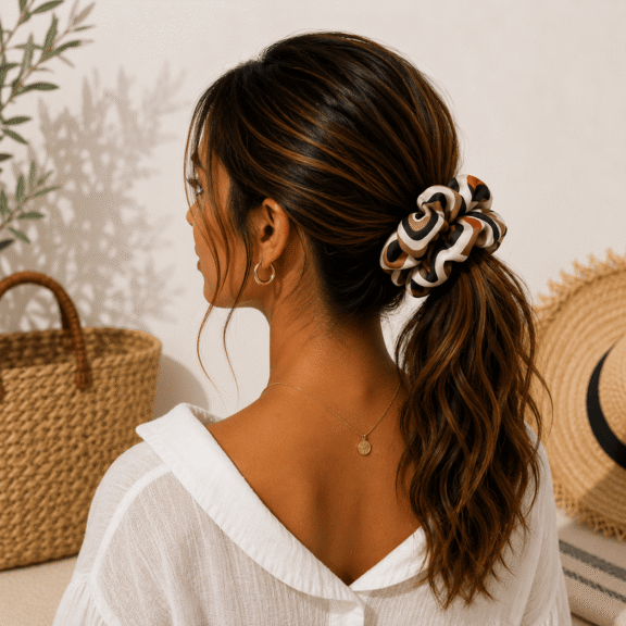 Υφασμάτινο Scrunchie Mocha Maze