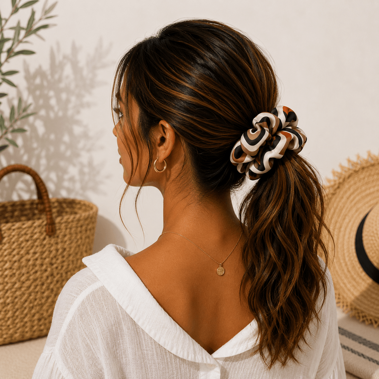 Υφασμάτινο Scrunchie Mocha Maze