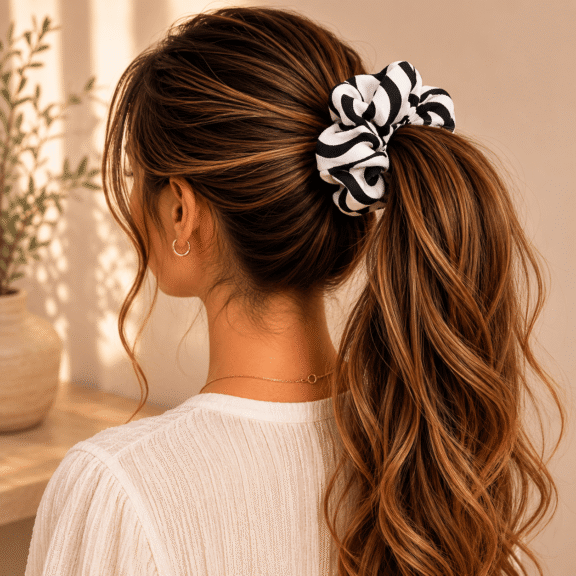 Υφασμάτινο Scrunchie Zebra Twist