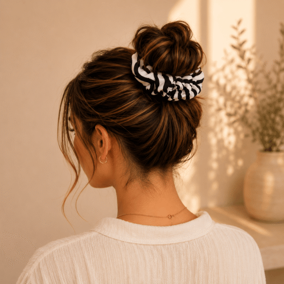 Υφασμάτινο Scrunchie Zebra Twist